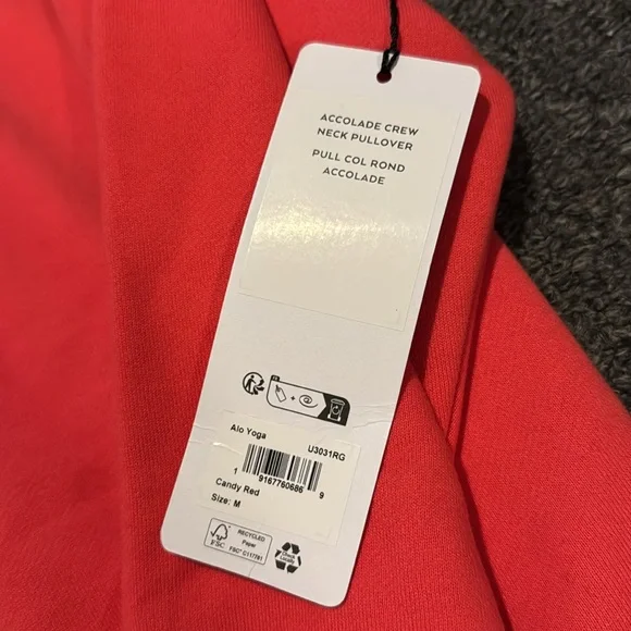 Alo Accolade Crewneck Sweatshirt, Candy Red, M - Picture 5 of 6